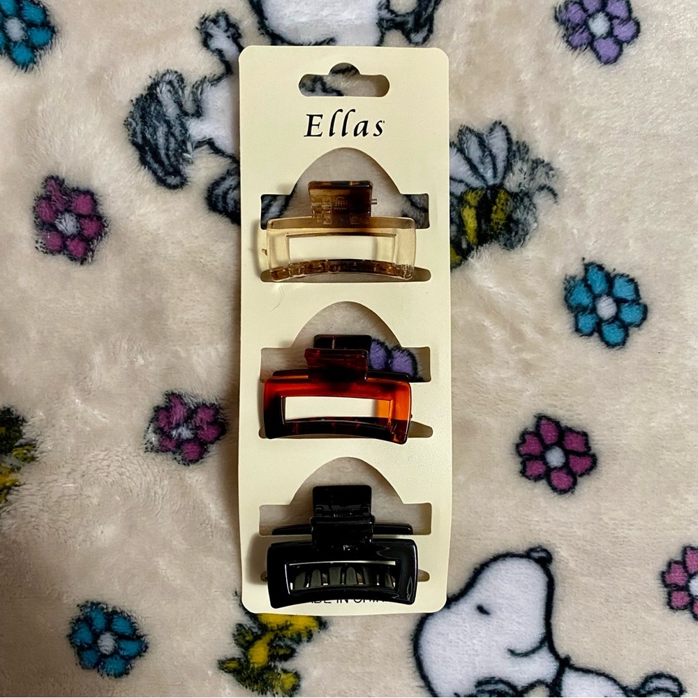 NWT Ella Small Hair Claw Clips Set - Brown, Red, Black